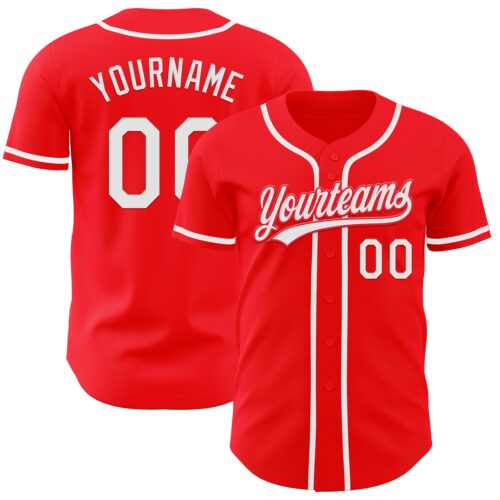 FireRed0001 Custom Fire Red White Authentic Baseball Jersey