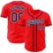 Custom Fire Red Navy-White Authentic Baseball Jersey