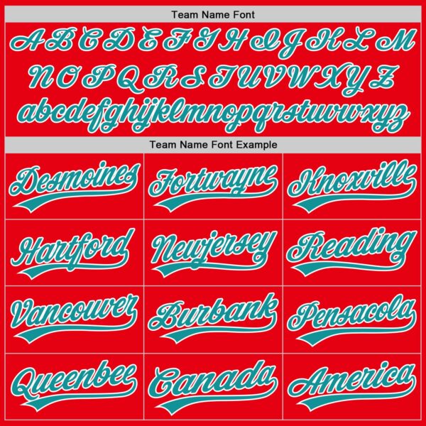 Custom Fire Red Teal-White Authentic Baseball Jersey