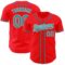 Custom Fire Red Teal-White Authentic Baseball Jersey