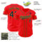 Custom Fire Red Navy-Yellow Authentic Baseball Jersey
