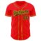 Custom Fire Red Black-Yellow Authentic Baseball Jersey