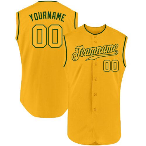 Gold0247 Custom Gold Gold-Green Authentic Sleeveless Baseball Jersey