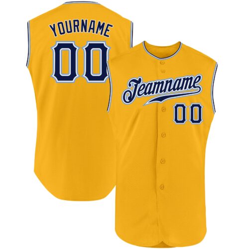 Gold0256 Custom Gold Navy-Light Blue Authentic Sleeveless Baseball Jersey