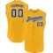 Custom Gold Navy-Light Blue Authentic Sleeveless Baseball Jersey