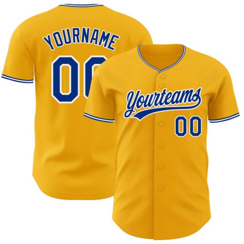 Gold0669 Custom Gold Royal-White Authentic Baseball Jersey