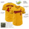Custom Gold Red-Navy Authentic Baseball Jersey