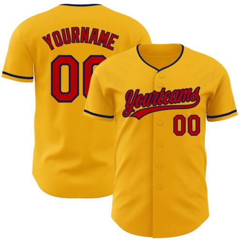 Gold0670 Custom Gold Red-Navy Authentic Baseball Jersey