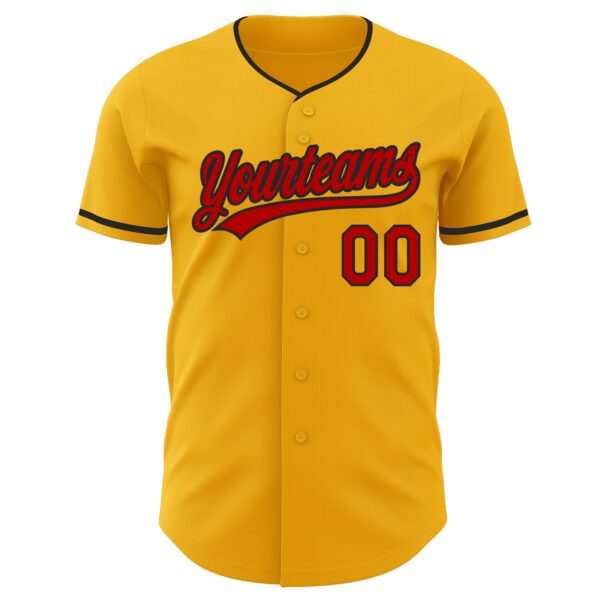 Custom Gold Red-Black Authentic Baseball Jersey