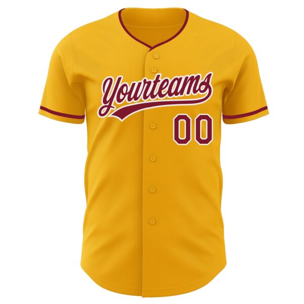 Custom Gold Crimson-White Authentic Baseball Jersey