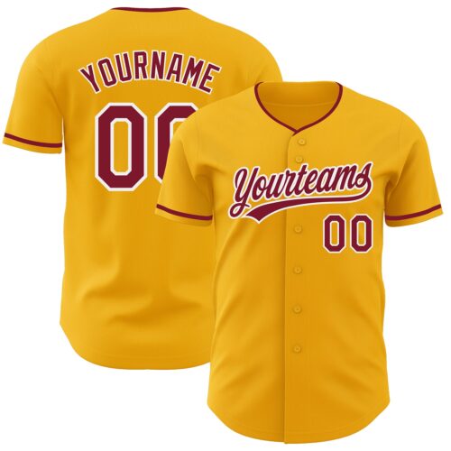 Gold0673 Custom Gold Crimson-White Authentic Baseball Jersey