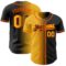 Custom Black Gold-Orange Authentic Gradient Fashion Baseball Jersey