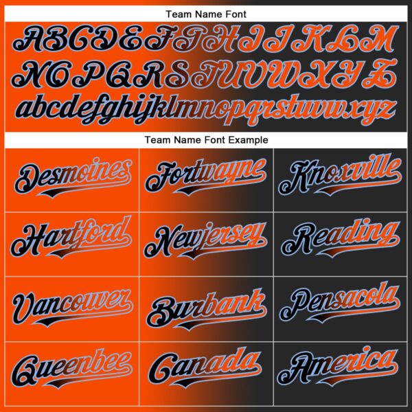 Custom Black Orange-Light Blue Authentic Gradient Fashion Baseball Jersey