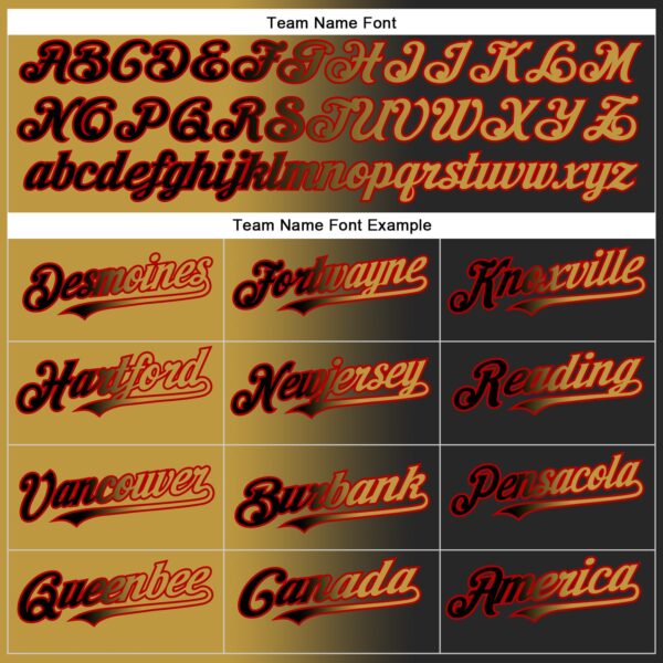 Custom Black Old Gold-Red Authentic Gradient Fashion Baseball Jersey