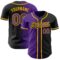 Custom Black Purple-Gold Authentic Gradient Fashion Baseball Jersey
