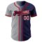 Custom Navy Gray-Red Authentic Gradient Fashion Baseball Jersey