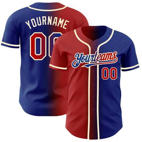 Gradient0237 Custom Royal Red-Cream Authentic Gradient Fashion Baseball Jersey