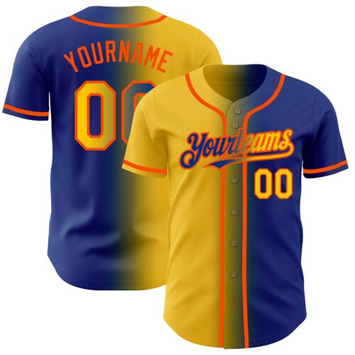 Gradient0239 Custom Royal Yellow-Orange Authentic Gradient Fashion Baseball Jersey