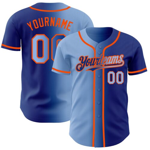 Gradient0242 Custom Royal Light Blue-Orange Authentic Gradient Fashion Baseball Jersey