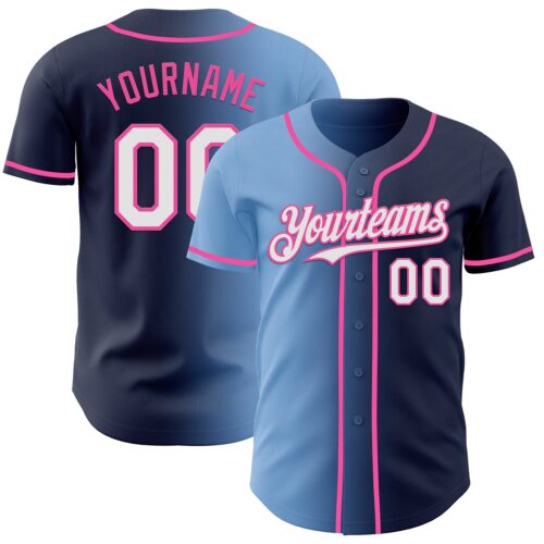 Gradient1159 Custom Navy White Light Blue-Pink Authentic Gradient Fashion Baseball Jersey
