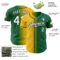 Custom Kelly Green White Yellow-Black Authentic Gradient Fashion Baseball Jersey