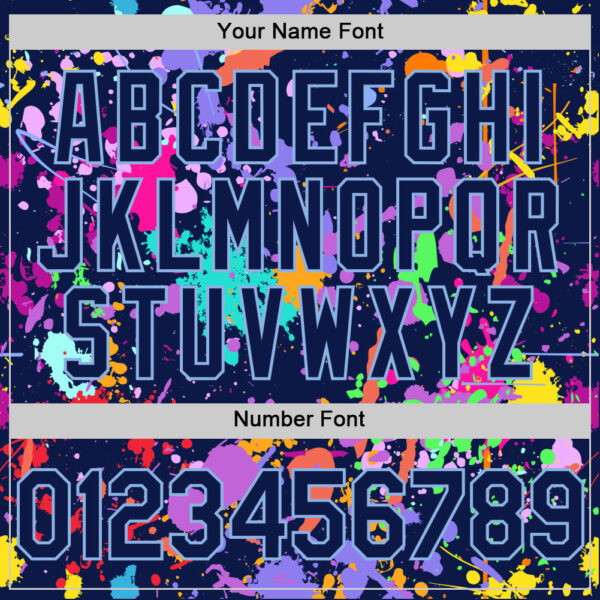 Custom Graffiti Pattern Navy-Light Blue Authentic Baseball Jersey