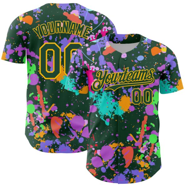 Custom Graffiti Pattern Green-Gold Authentic Baseball Jersey