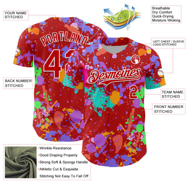 Custom Graffiti Pattern Red-White Authentic Baseball Jersey