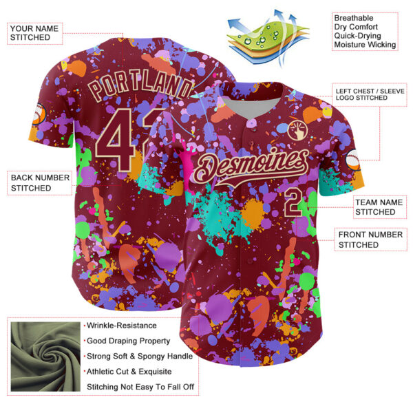Custom Graffiti Pattern Crimson-Cream Authentic Baseball Jersey