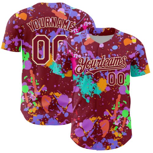 GraffitiP0752 Custom Graffiti Pattern Crimson-Cream Authentic Baseball Jersey