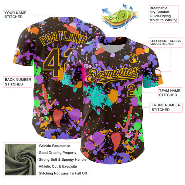 Custom Graffiti Pattern Brown-Gold Authentic Baseball Jersey