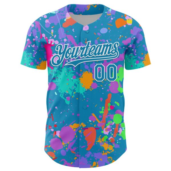 Custom Graffiti Pattern Panther Blue-White Authentic Baseball Jersey