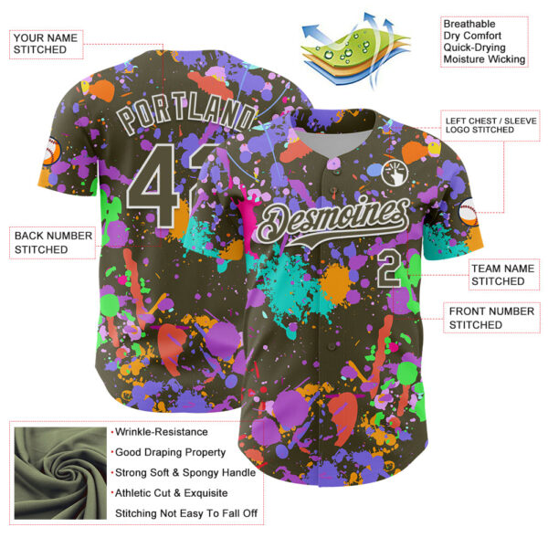 Custom Graffiti Pattern Olive-White Authentic Baseball Jersey