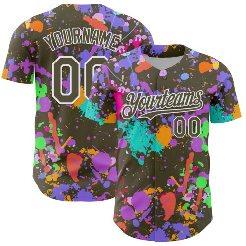 GraffitiP0756 Custom Graffiti Pattern Olive-White Authentic Baseball Jersey
