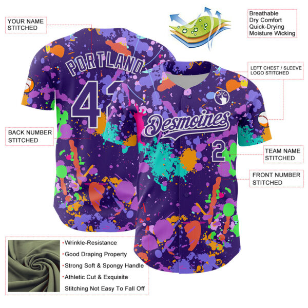 Custom Graffiti Pattern Purple-White Authentic Baseball Jersey