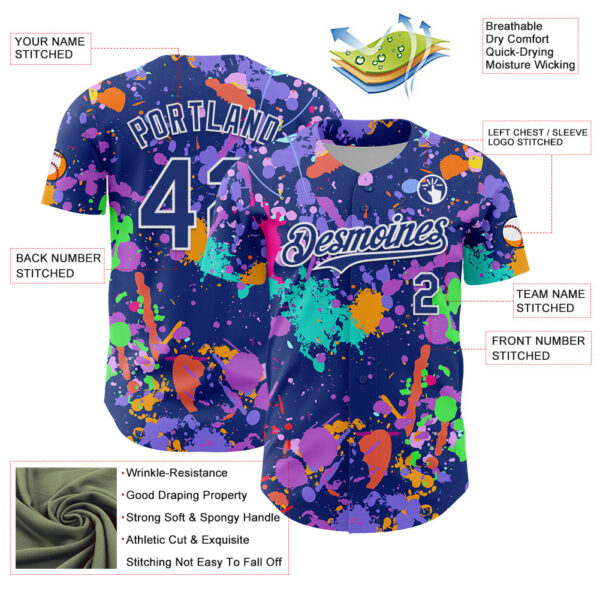 Custom Graffiti Pattern Royal-White Authentic Baseball Jersey