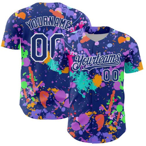GraffitiP0758 Custom Graffiti Pattern Royal-White Authentic Baseball Jersey