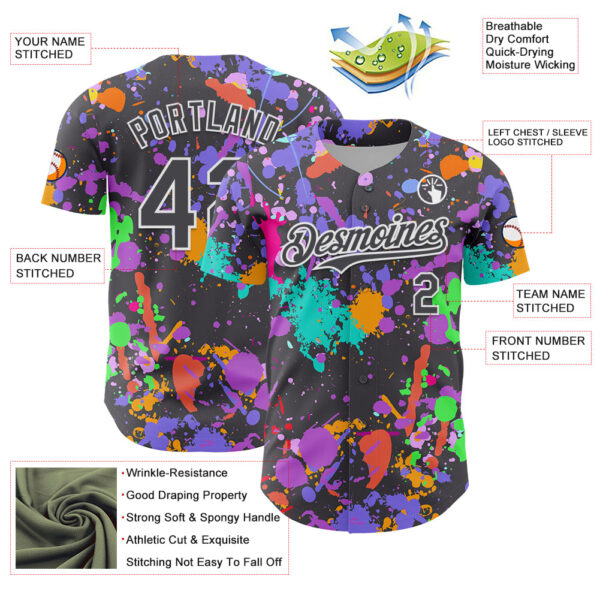 Custom Graffiti Pattern Steel Gray-White Authentic Baseball Jersey