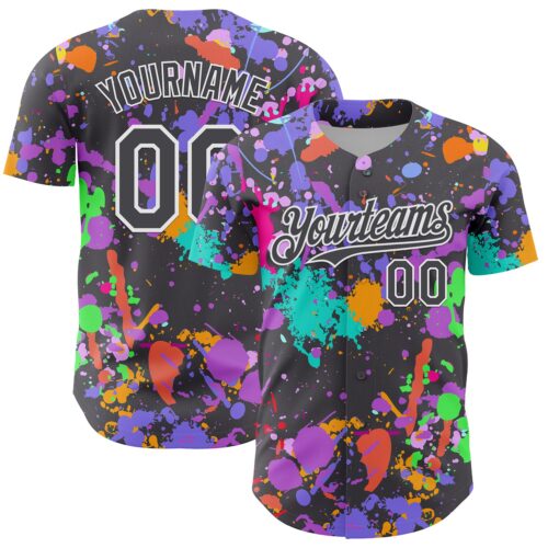 GraffitiP0759 Custom Graffiti Pattern Steel Gray-White Authentic Baseball Jersey