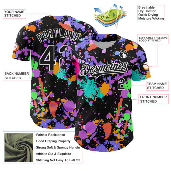 Custom Graffiti Pattern Black-White Authentic Baseball Jersey