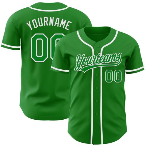 GrassGreen0012 Custom Grass Green White Authentic Baseball Jersey