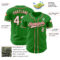 Custom Grass Green White-Red Authentic Baseball Jersey