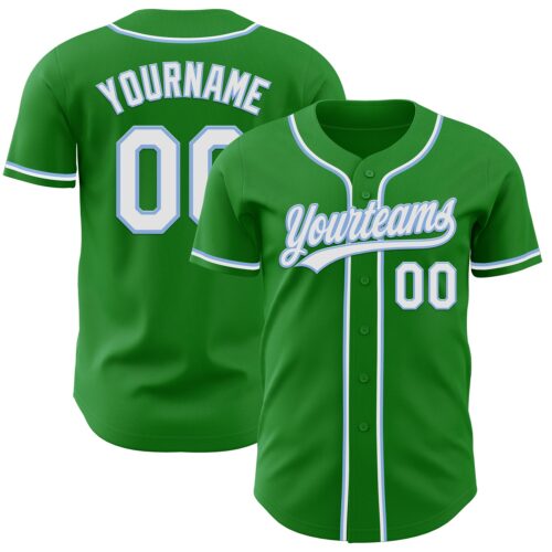 GrassGreen0023 Custom Grass Green White-Light Blue Authentic Baseball Jersey