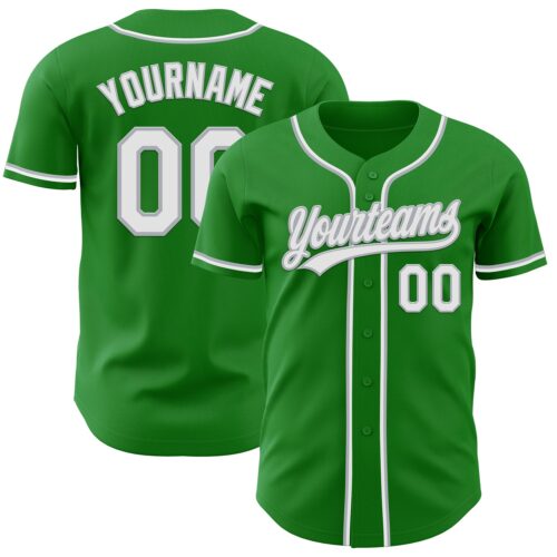 GrassGreen0025 Custom Grass Green White-Gray Authentic Baseball Jersey