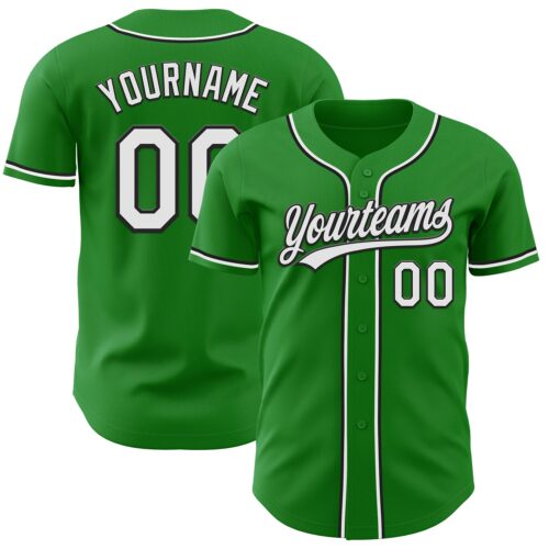 GrassGreen0026 Custom Grass Green White-Black Authentic Baseball Jersey