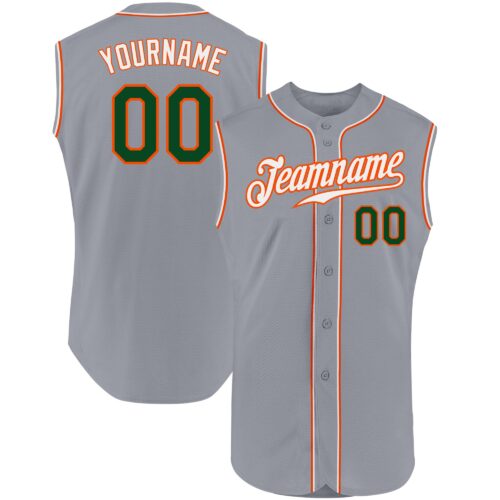 Gray0321 Custom Gray Green-Orange Authentic Sleeveless Baseball Jersey