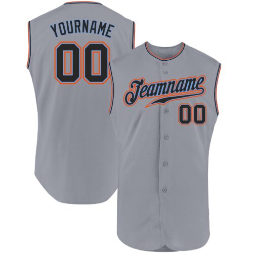 Gray0331 Custom Gray Black-Powder Blue Authentic Sleeveless Baseball Jersey