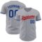 Custom Gray Royal-Red Authentic Baseball Jersey