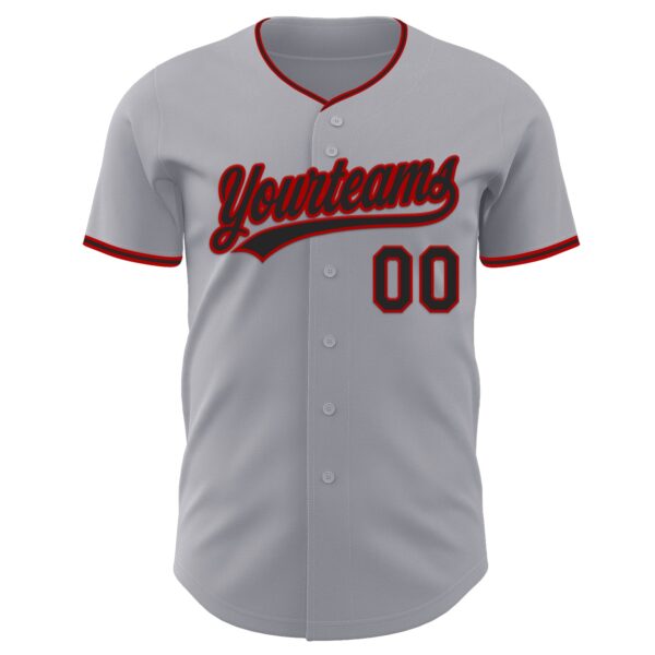 Custom Gray Black-Red Authentic Baseball Jersey
