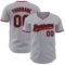 Custom Gray Black-Red Authentic Baseball Jersey